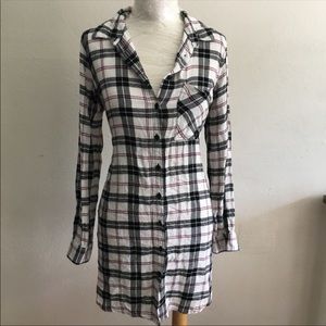 Plaid Flannel dress button up with pockets